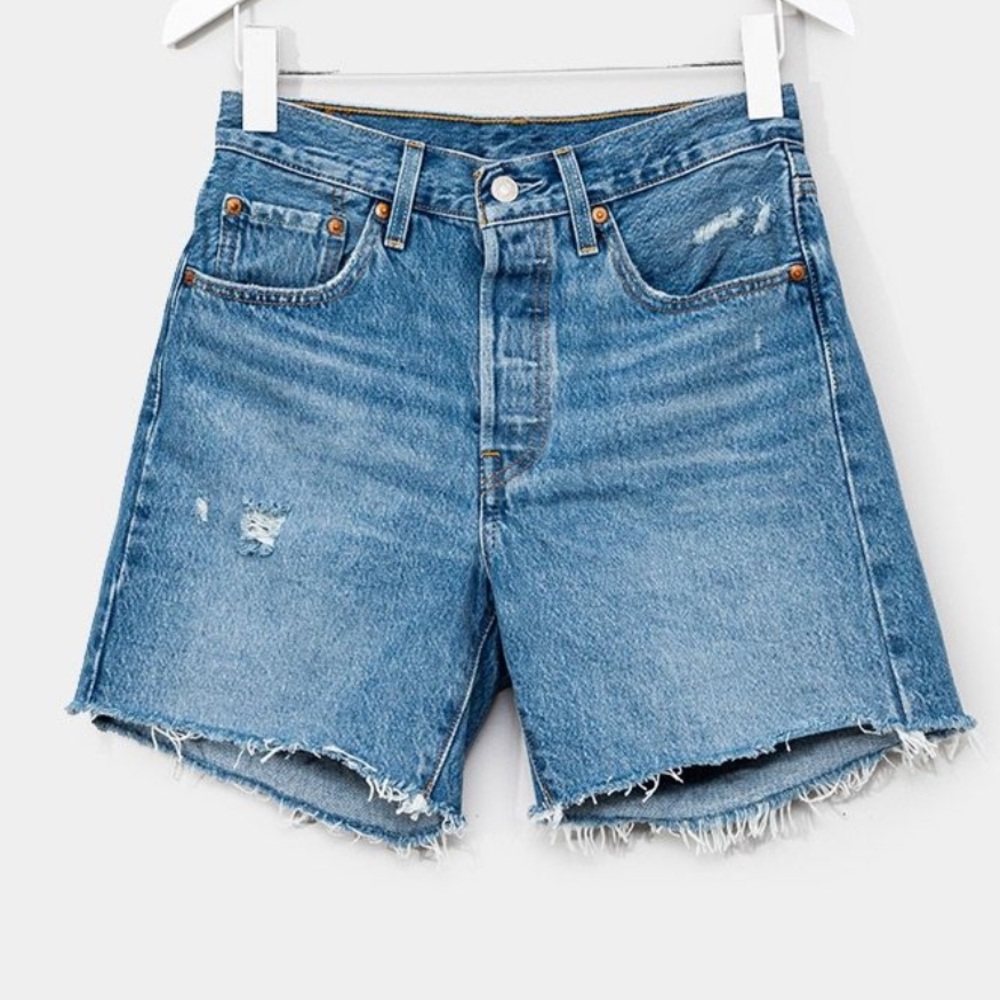 Levi's Blue Distressed Denim Jean Shorts